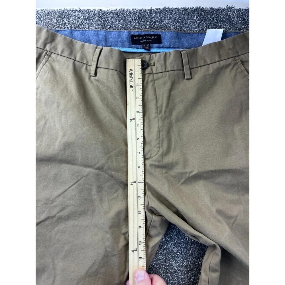 Banana Republic Mason Chino Mens Pants 35X30 Khaki Casual Cotton/Elastane‎
